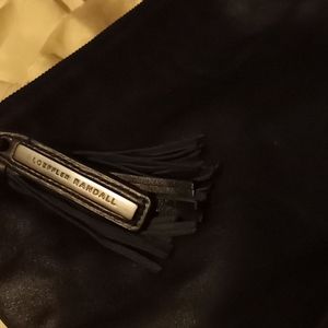 Loeffler Randall Black Fringe Leather Clutch Pouch